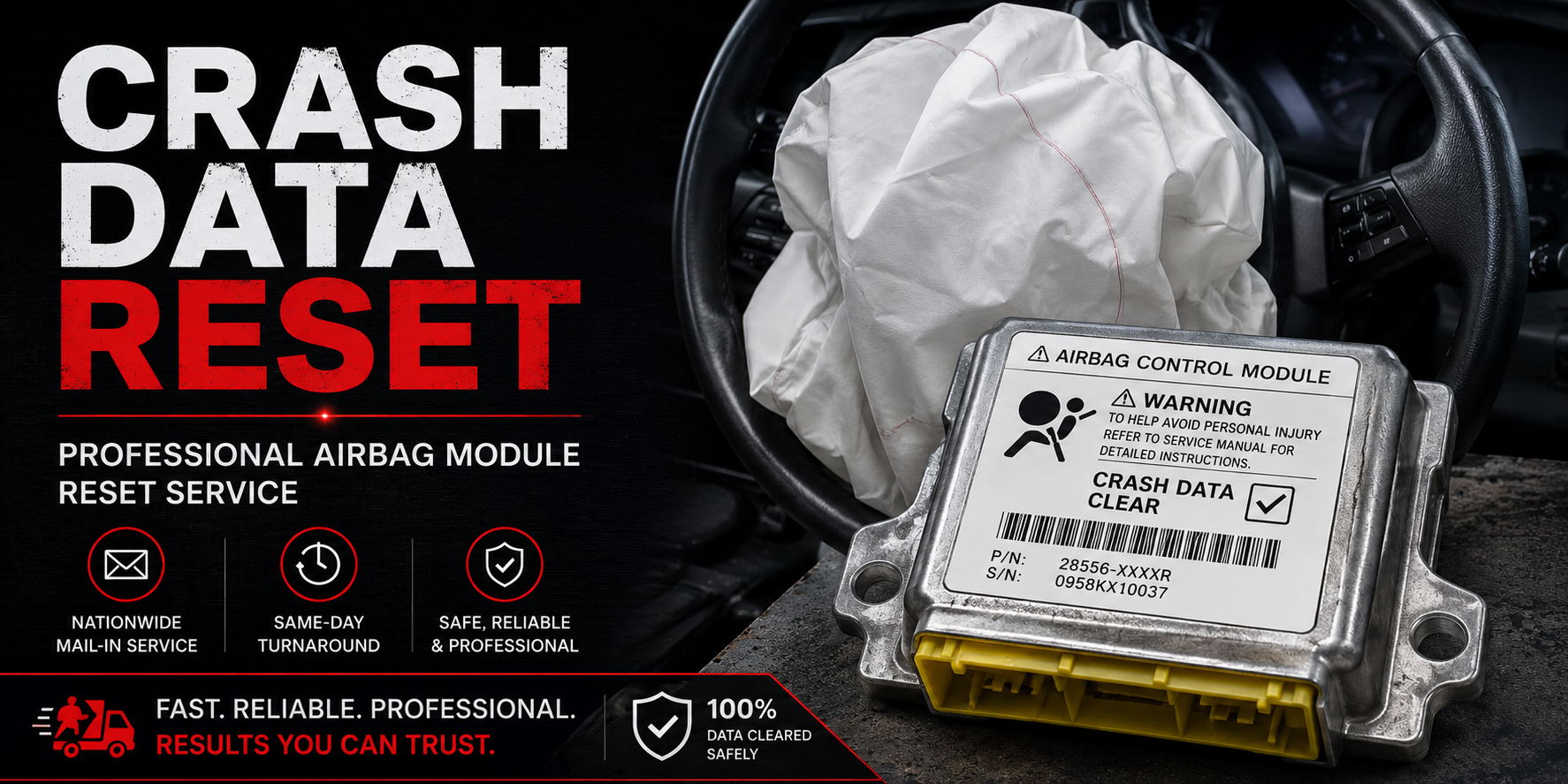 Airbag crash data reset service
